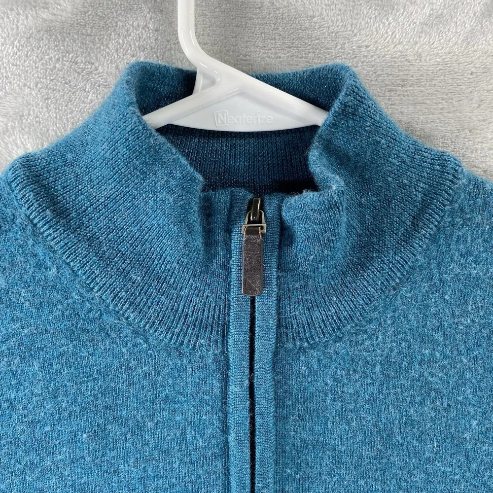 UNTUCKit Sweater Mens XL 100% Merino Wool 1/4 Zip Pullover Blue Mock Neck Casual